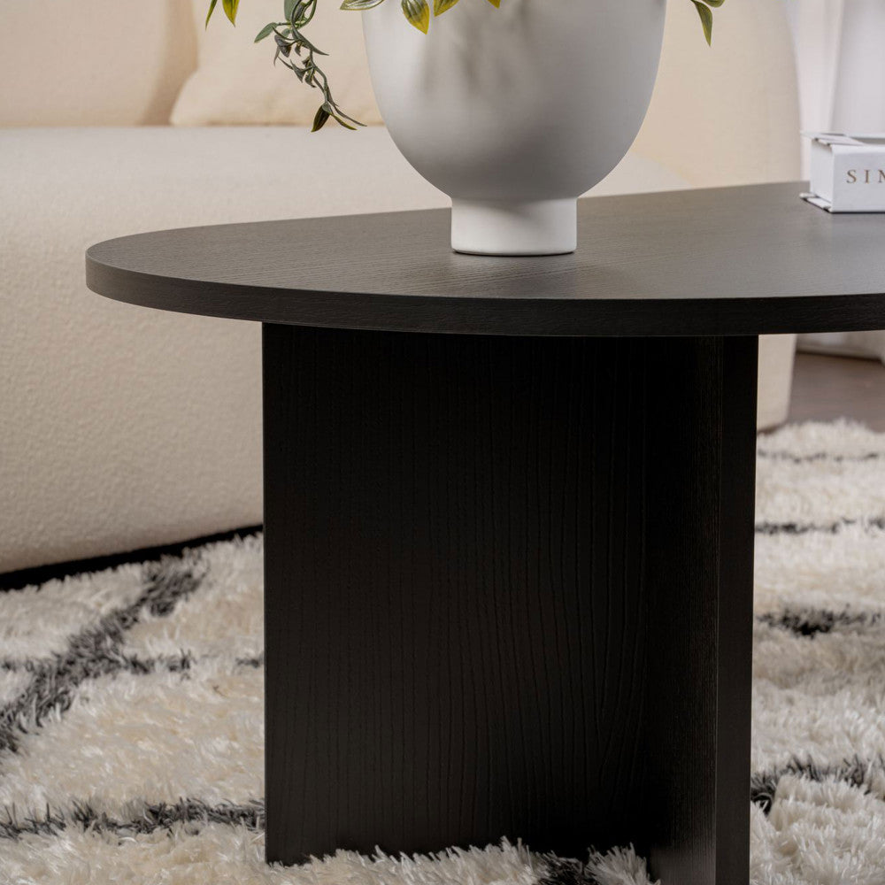 Sam - Oval Coffee Table - Wood - Black