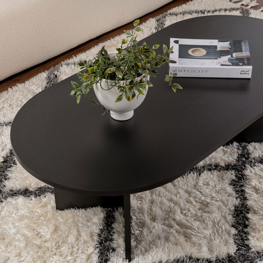 Sam - Oval Coffee Table - Wood - Black