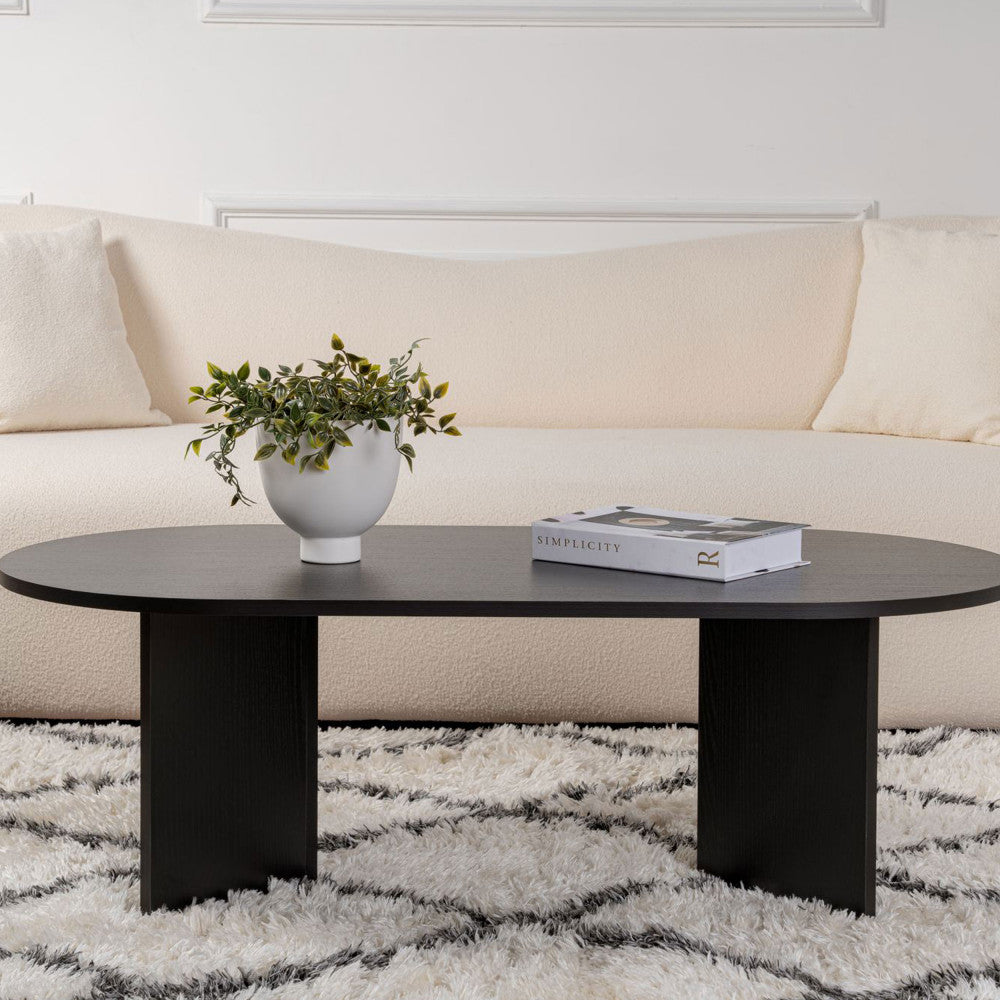 Sam - Oval Coffee Table - Wood - Black