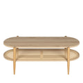 Ellos - Table Basse Ovale - Bois Et Cannage - Bois Clair