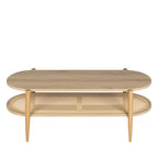 Ellos - Table Basse Ovale - Bois Et Cannage - Bois Clair