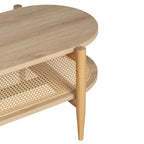 Ellos - Table Basse Ovale - Bois Et Cannage - Bois Clair