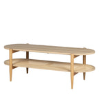 Ellos - Table Basse Ovale - Bois Et Cannage - Bois Clair