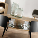 Table Basse Ronde 2 Niveaux Flancs Métal Noir - Décor Bois