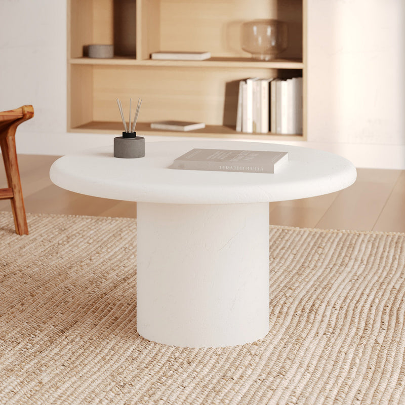 Table basse ronde Lulli en béton blanc cassé