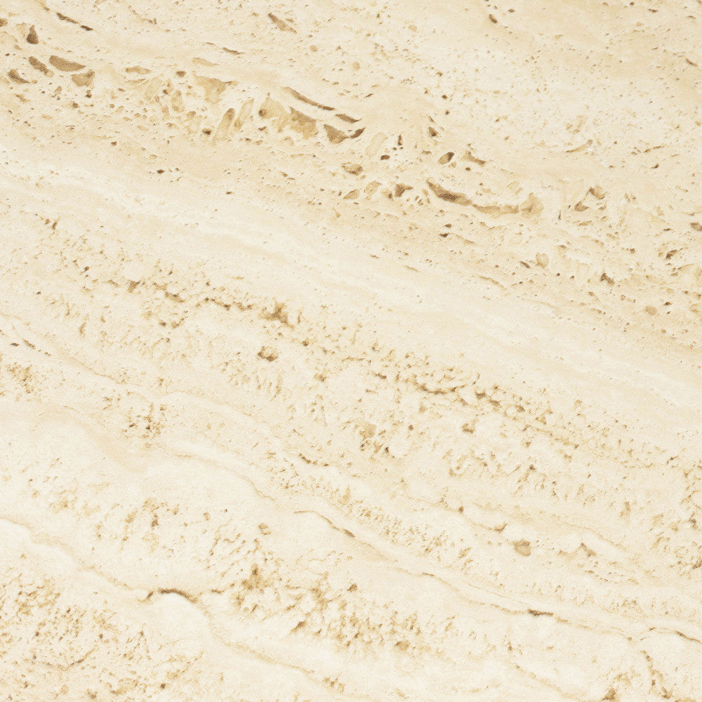 Karula - Round Travertine-Effect Coffee Table - Beige