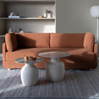 Karula - Round Travertine-Effect Coffee Table - Beige
