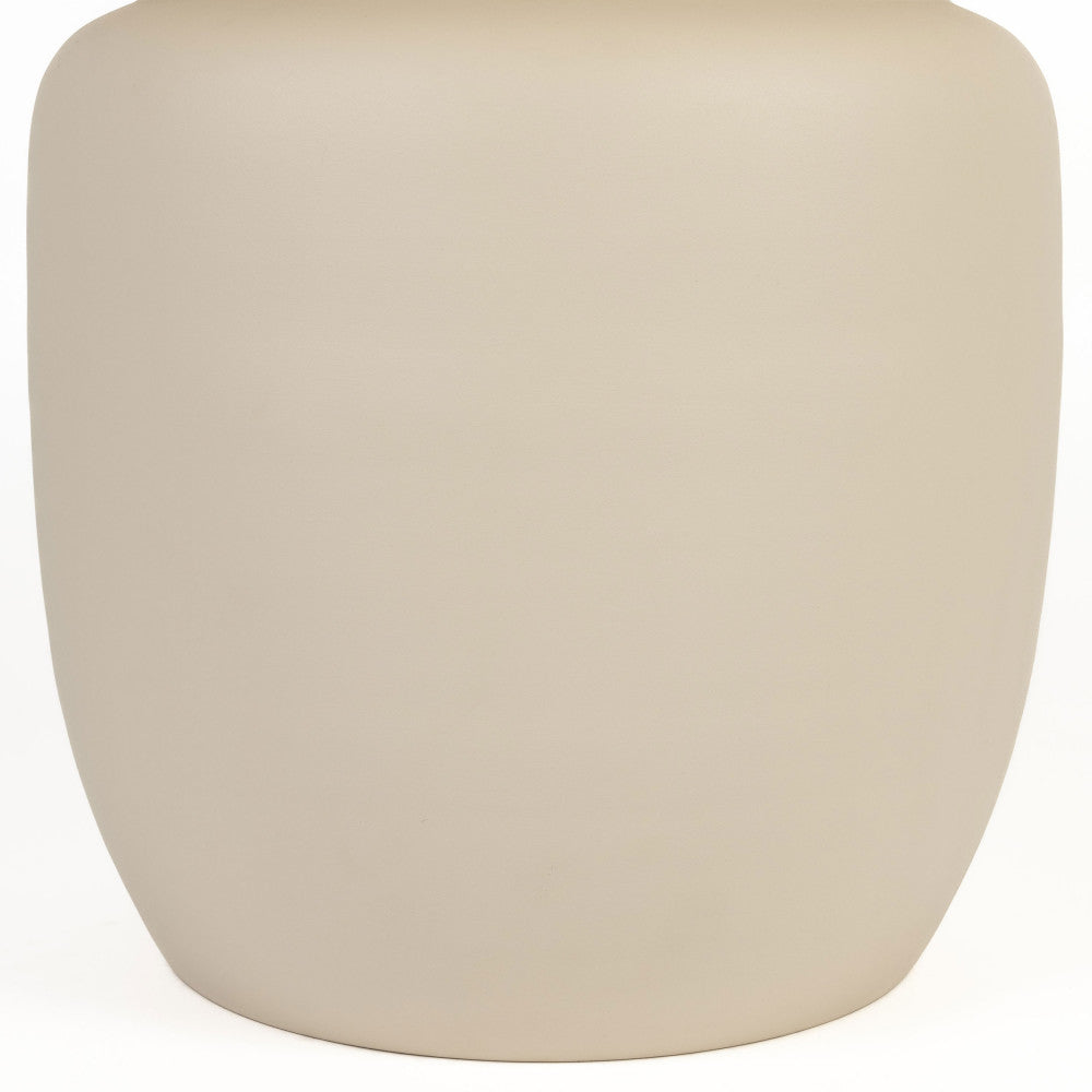 Karula - Round Travertine-Effect Coffee Table - Beige