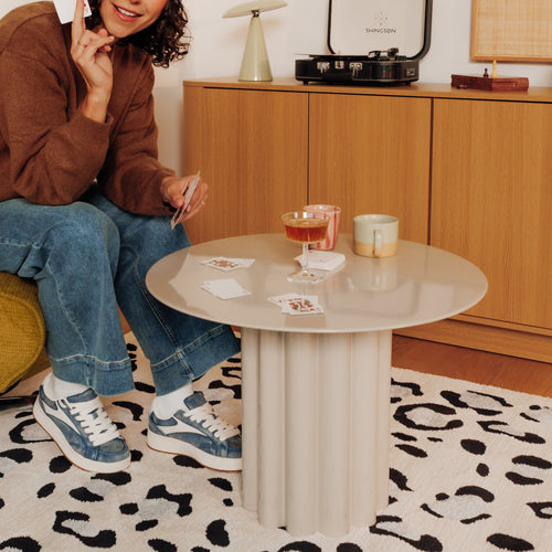 Leon - Table Basse Ronde - Aluminium - Beige