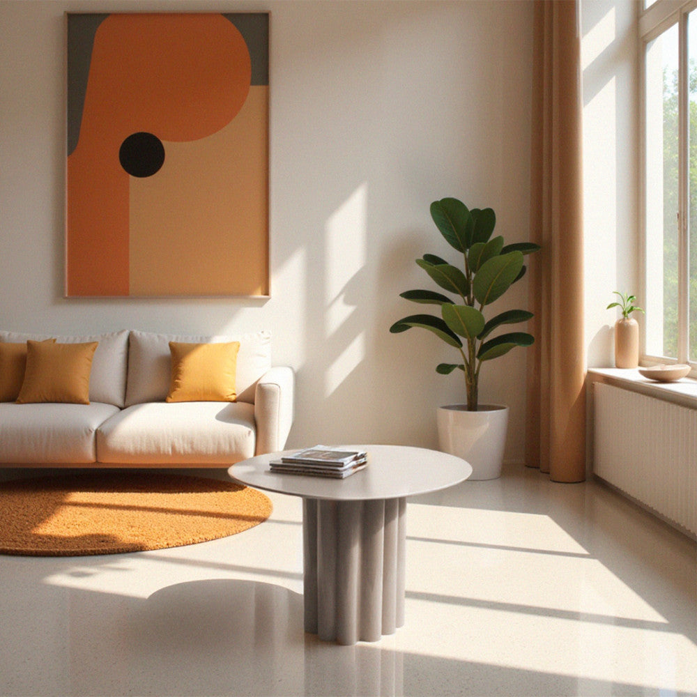 Leon - Round Coffee Table - Aluminium - Beige