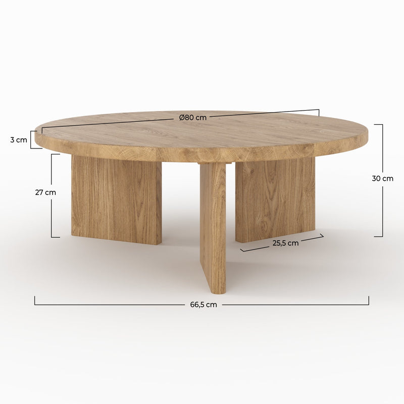 Table basse ronde Galia en bois massif de mindi