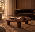 Asra - Round coffee table 90 cm - Lacquered - Burgundy