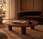 Asra - Round coffee table 90 cm - Lacquered - Burgundy