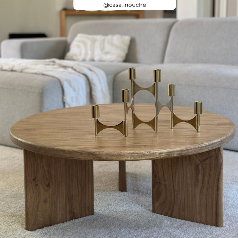 Table basse ronde Galia en bois massif de mindi