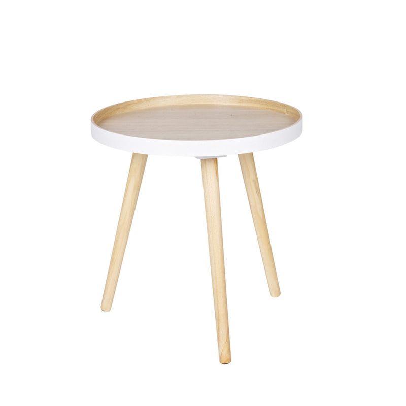 False - Table Basse Ronde Trépied - Bois clair