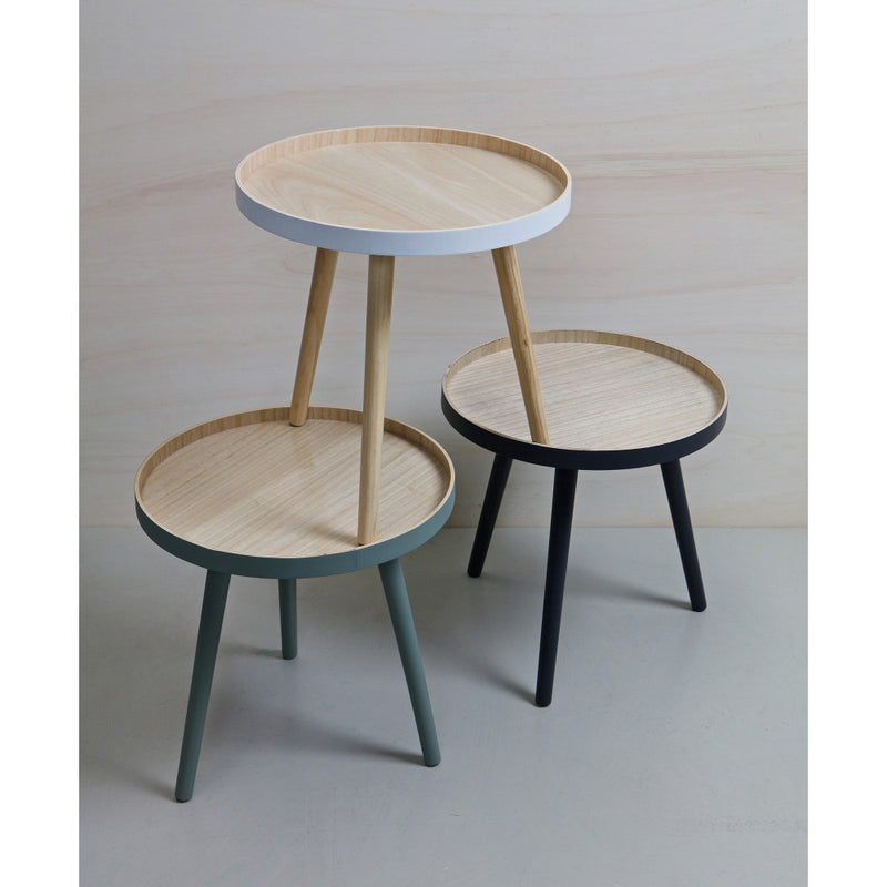 False - Table Basse Ronde Trépied - Bois clair