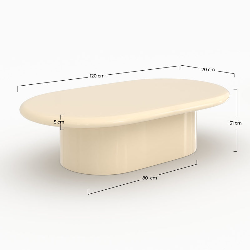 Table basse ovale Sia laquée blanche en MDF, 120 cm