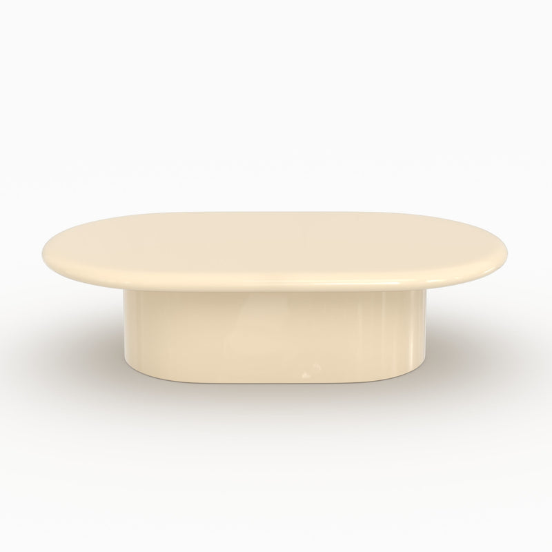 Table basse ovale Sia laquée blanche en MDF, 120 cm