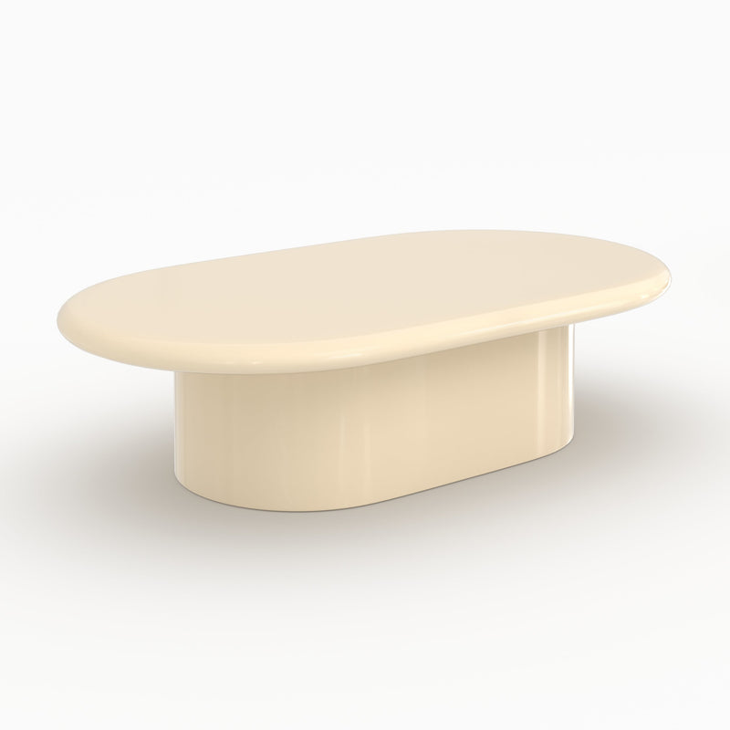 Table basse ovale Sia laquée blanche en MDF, 120 cm
