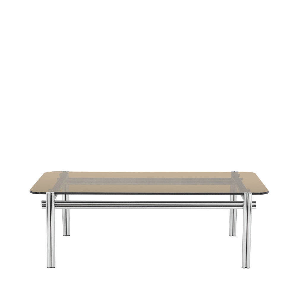 Barlow - Mesa de centro - Vidrio, patas cromadas - Vidrio ámbar