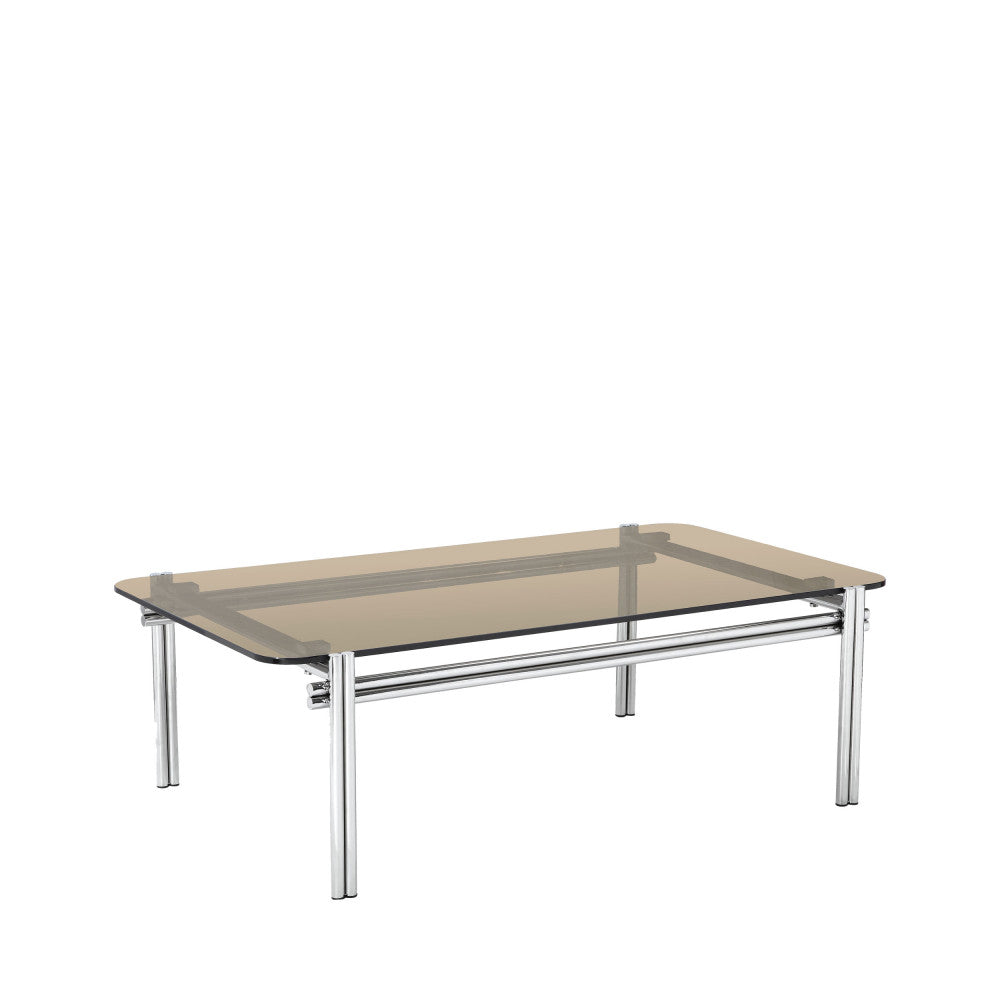 Barlow - Mesa de centro - Vidrio, patas cromadas - Vidrio ámbar