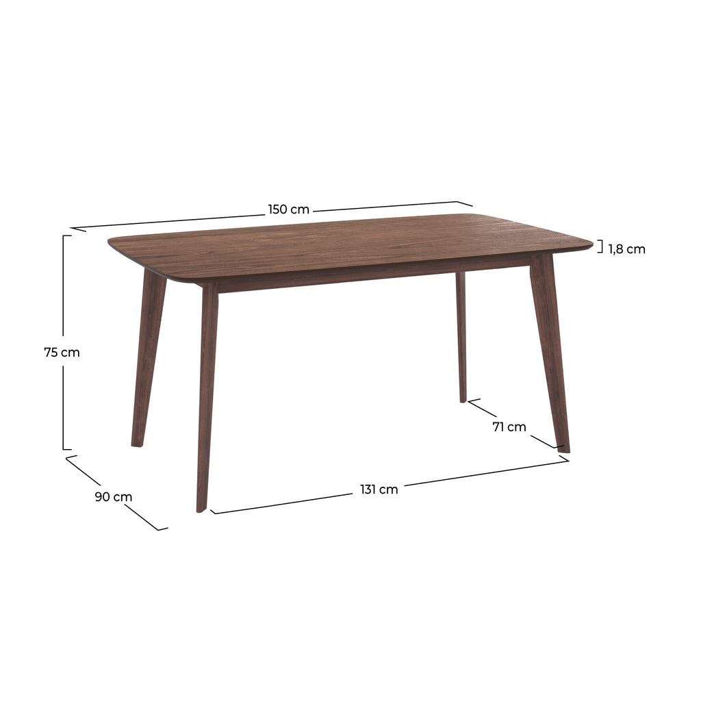 Omán - Mesa rectangular para 6 personas en madera oscura