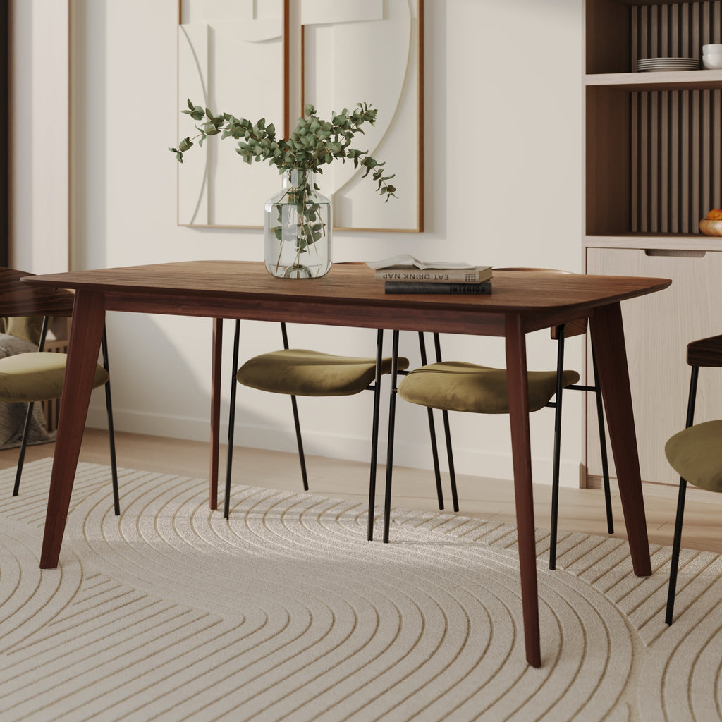Omán - Mesa rectangular para 6 personas en madera oscura