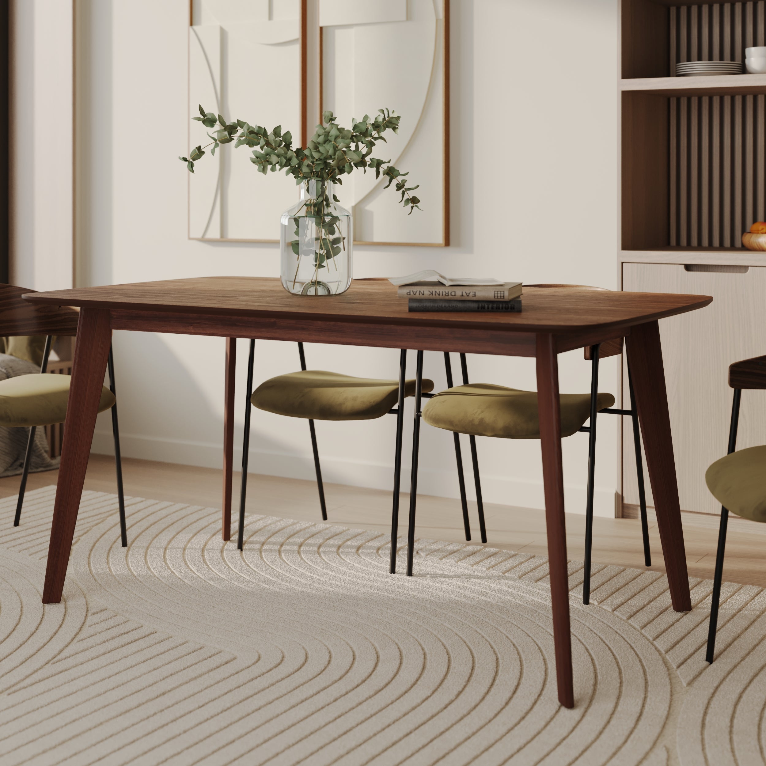 Omán - Mesa rectangular para 6 personas en madera oscura