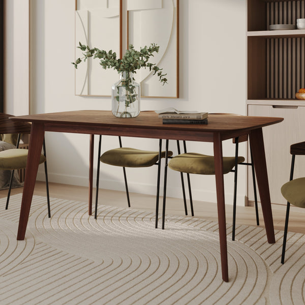 Omán - Mesa rectangular para 6 personas en madera oscura
