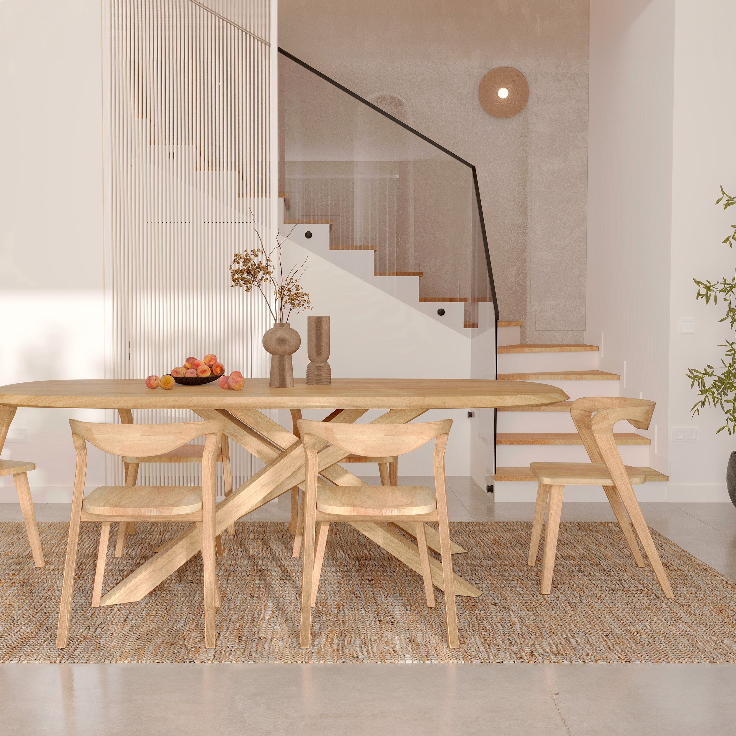 Aladin - Rectangular Table in Light Solid Rubberwood for 10 People