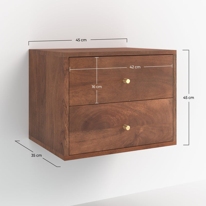 Table de chevet suspendue Oréa en bois de manguier