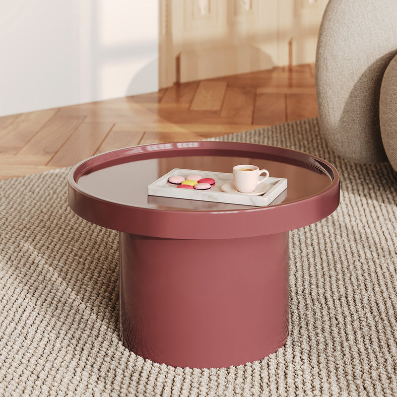 Table d'appoint Nora laquée rouge framboise en MDF, D50 cm