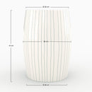 table d appoint ronde blanche rayures asymetrique metal nello