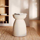 table d appoint ronde capri en beton blanc style grece epure minimaliste