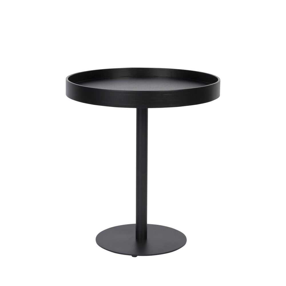 Yuri - Round Side Table, 45 cm - Wood and Metal - Black