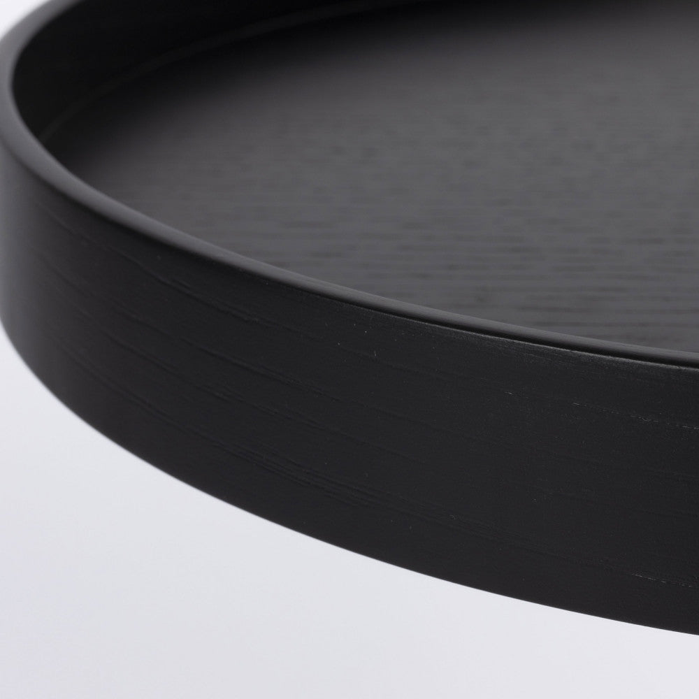 Yuri - Round Side Table, 45 cm - Wood and Metal - Black