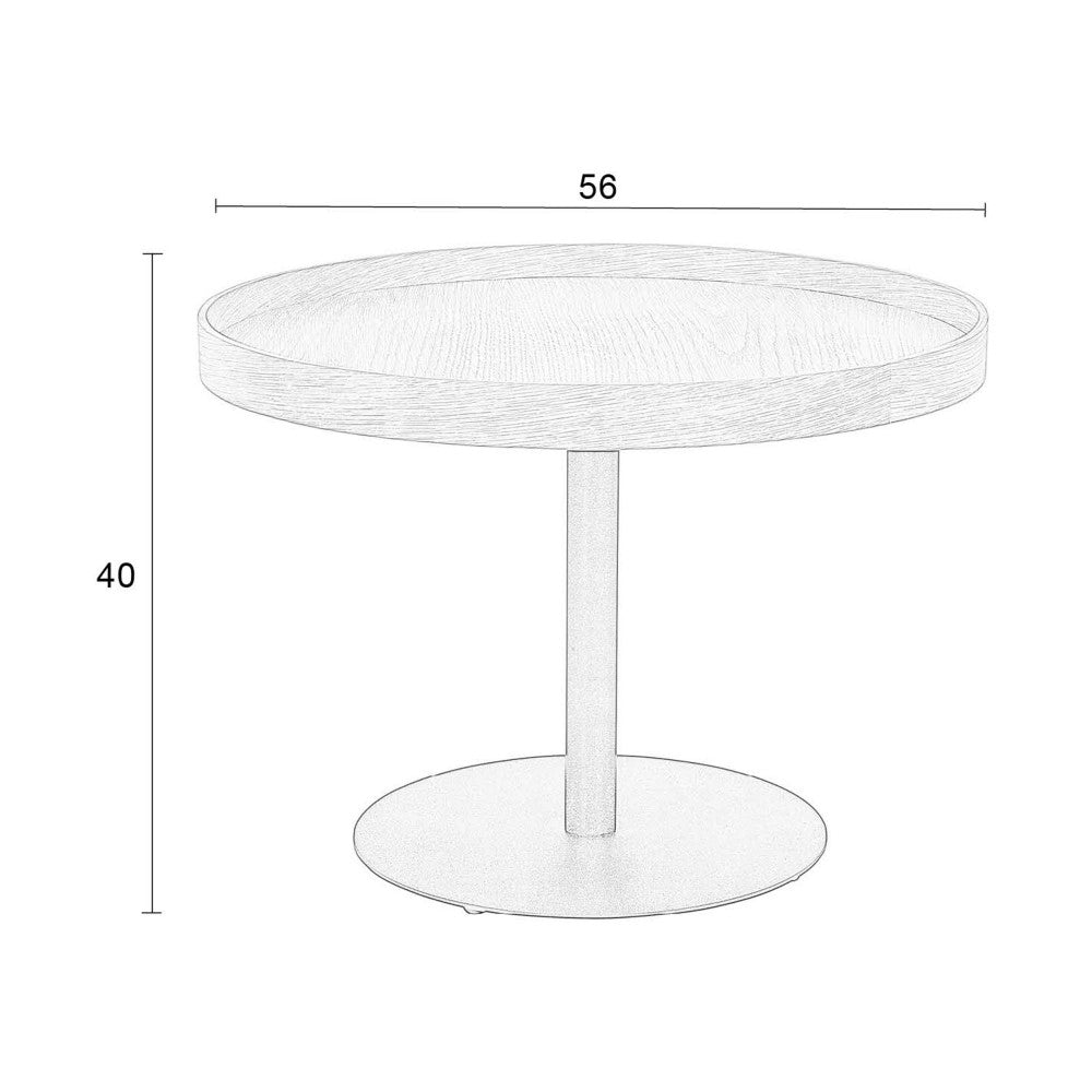 Yuri - Round Side Table 56 cm - Wood and Metal - Black