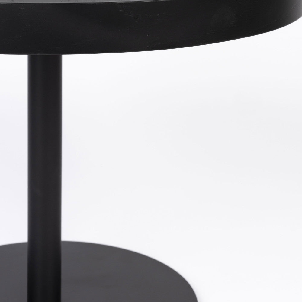 Yuri - Round Side Table 56 cm - Wood and Metal - Black
