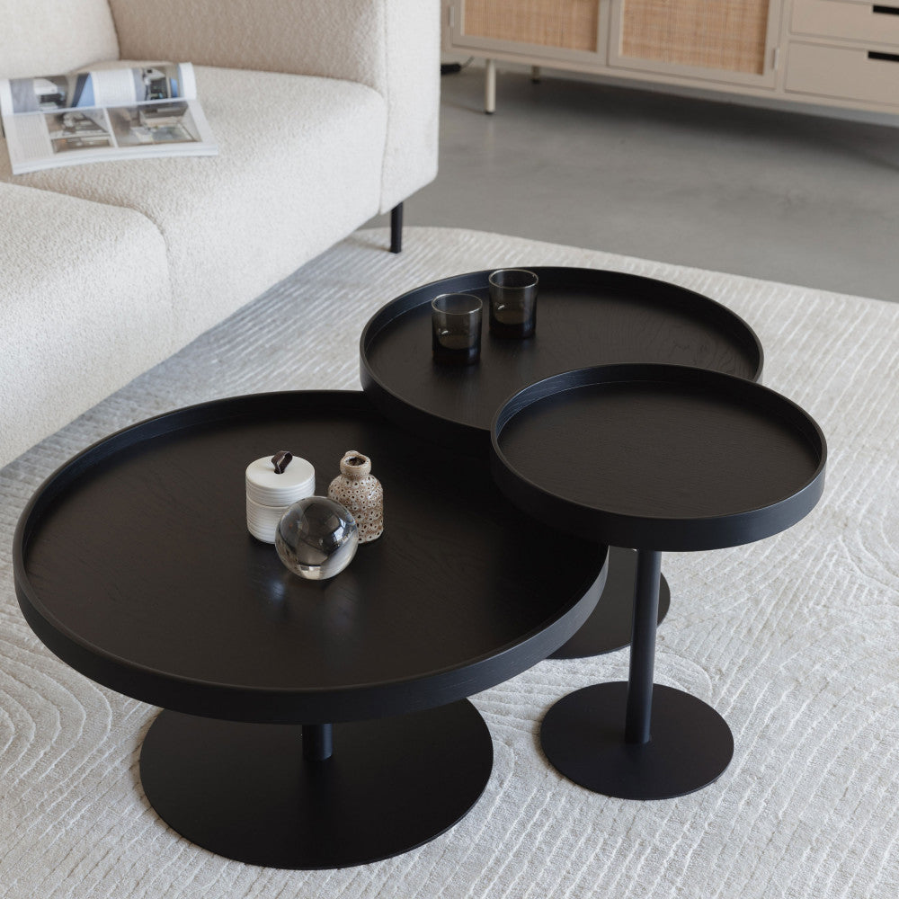 Yuri - Round Side Table 56 cm - Wood and Metal - Black