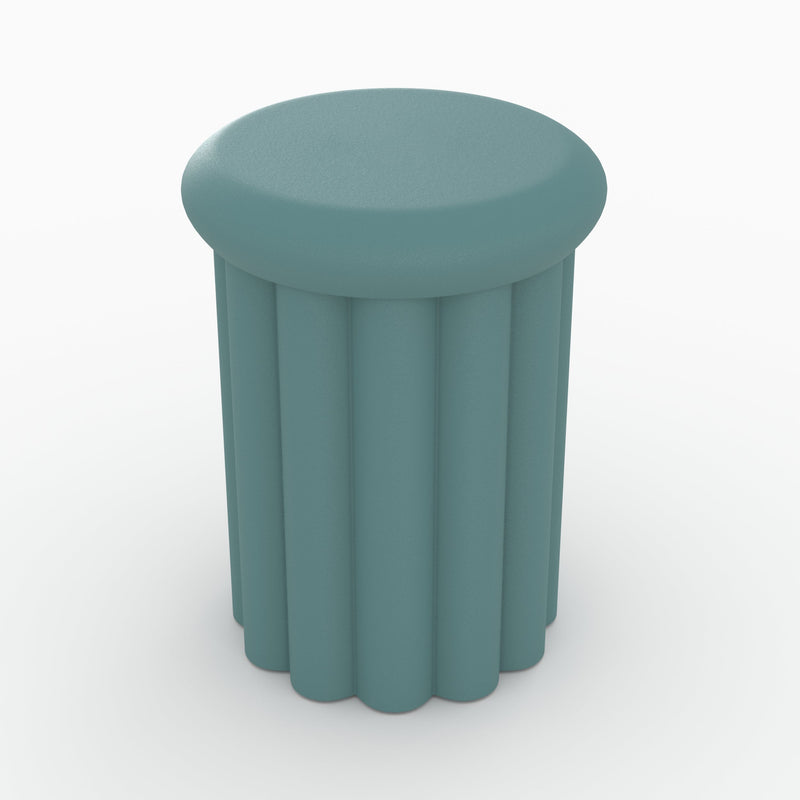 table d appoint ronde en metal bleu aglae