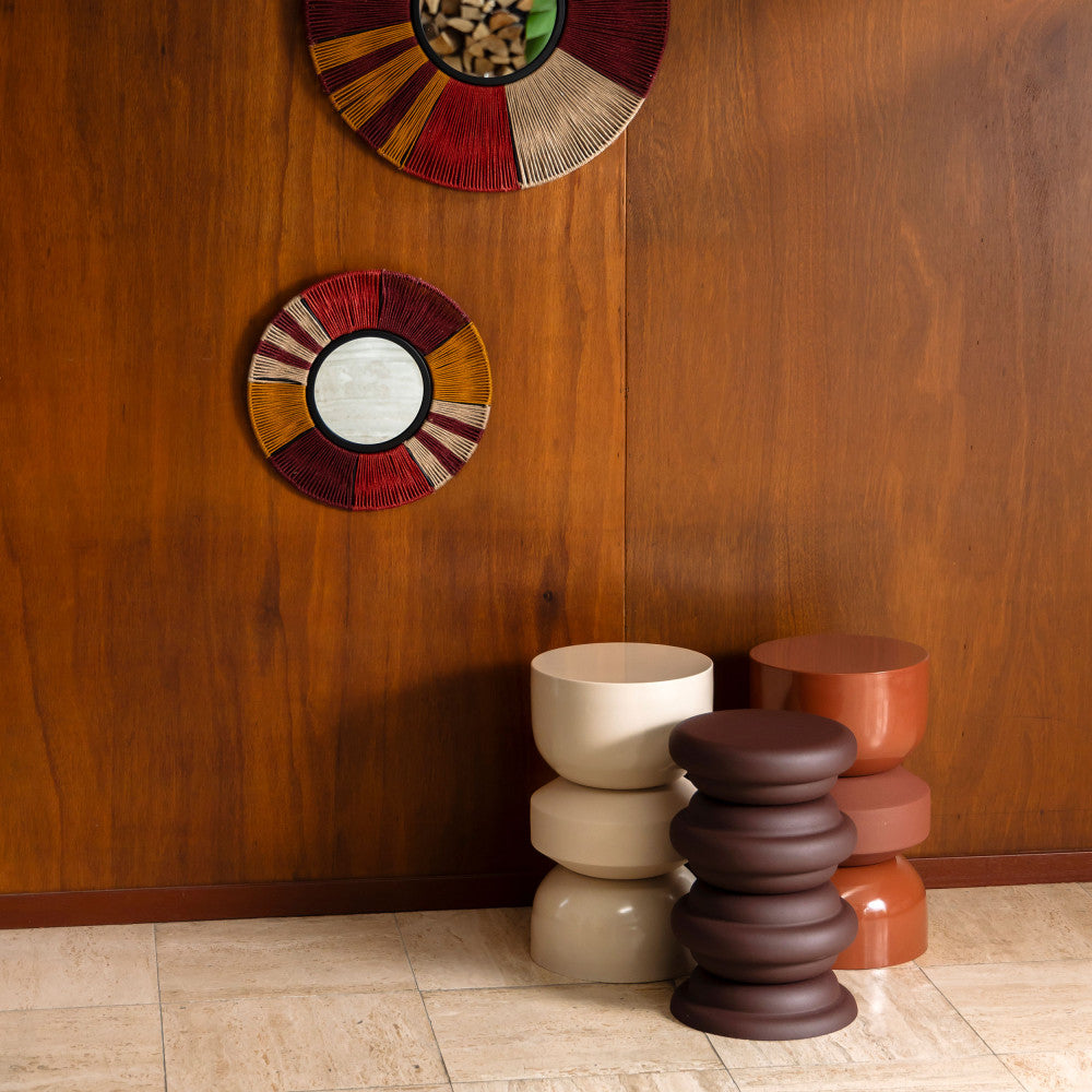 Apollo - Round Side Table - Metal - Terracotta