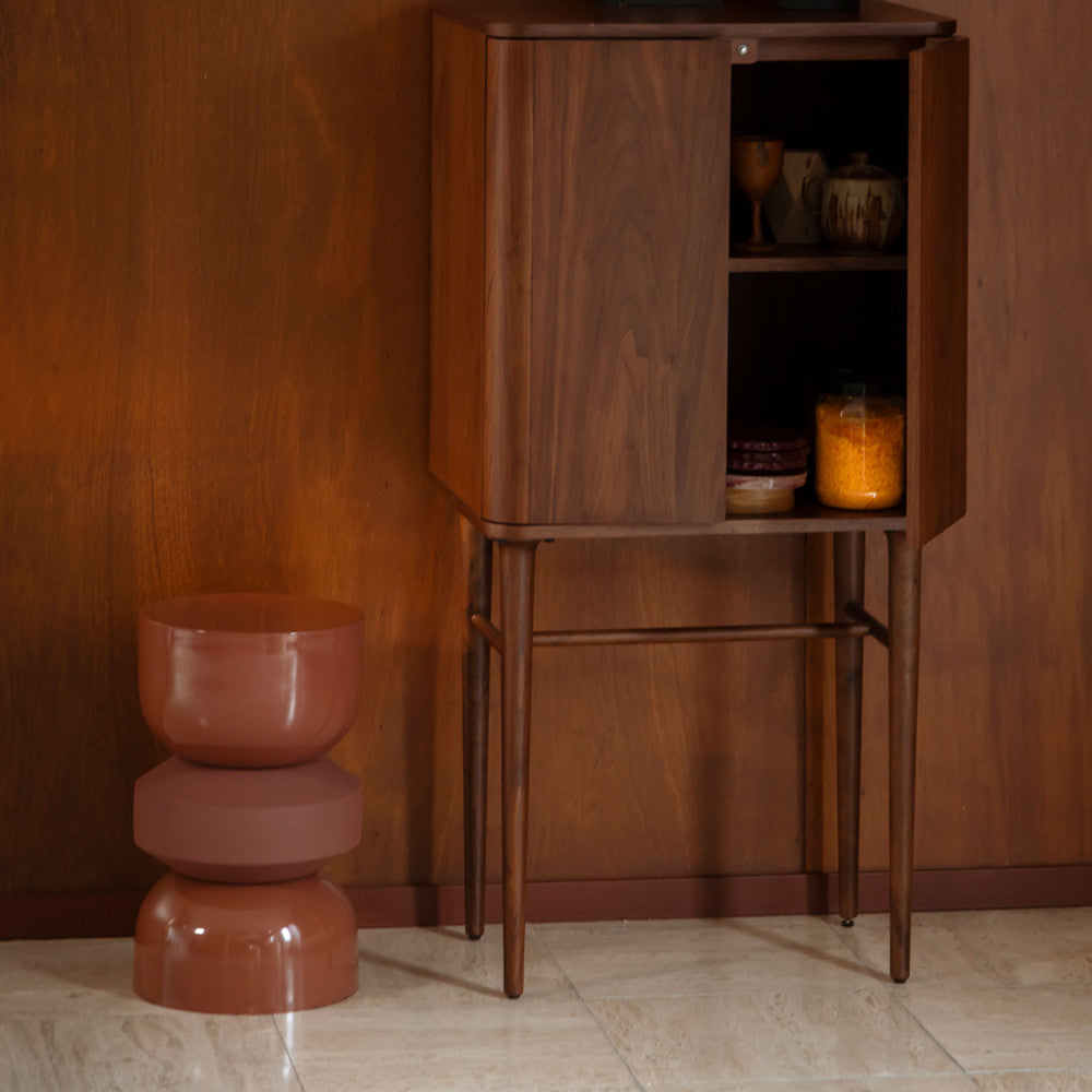 Apollo - Round Side Table - Metal - Terracotta