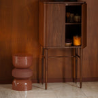 Apollo - Round Side Table - Metal - Terracotta