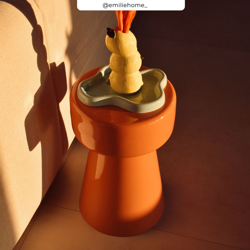 table d appoint ronde orange athena glossy metal