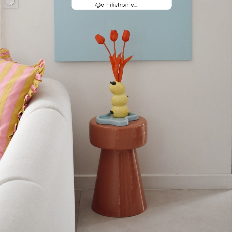 table d appoint ronde orange athena glossy