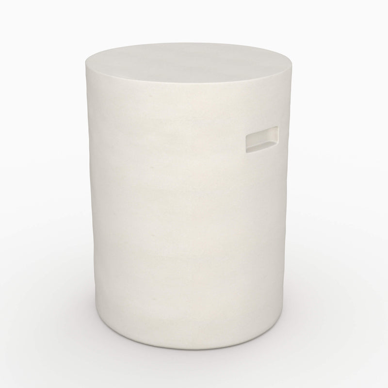 Table d'appoint ronde Santorini blanche en fibre d'argile effet béton