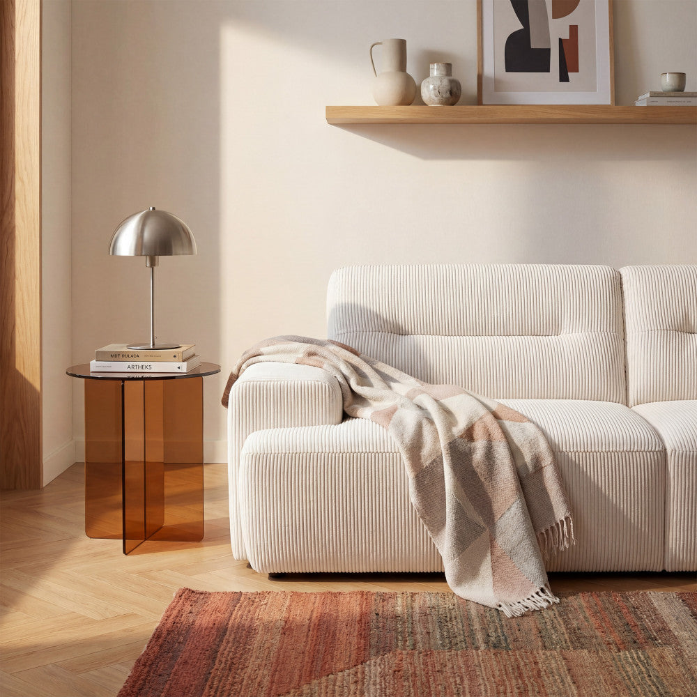 Boston - Round Side Table - Glass - Brown