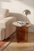 Boston - Round Side Table - Glass - Brown
