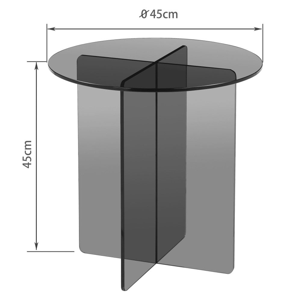 Boston - Round Side Table - Glass - Brown