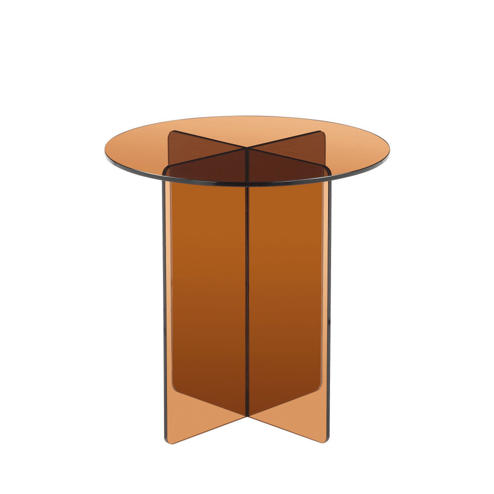 Boston - Round Side Table - Glass - Brown